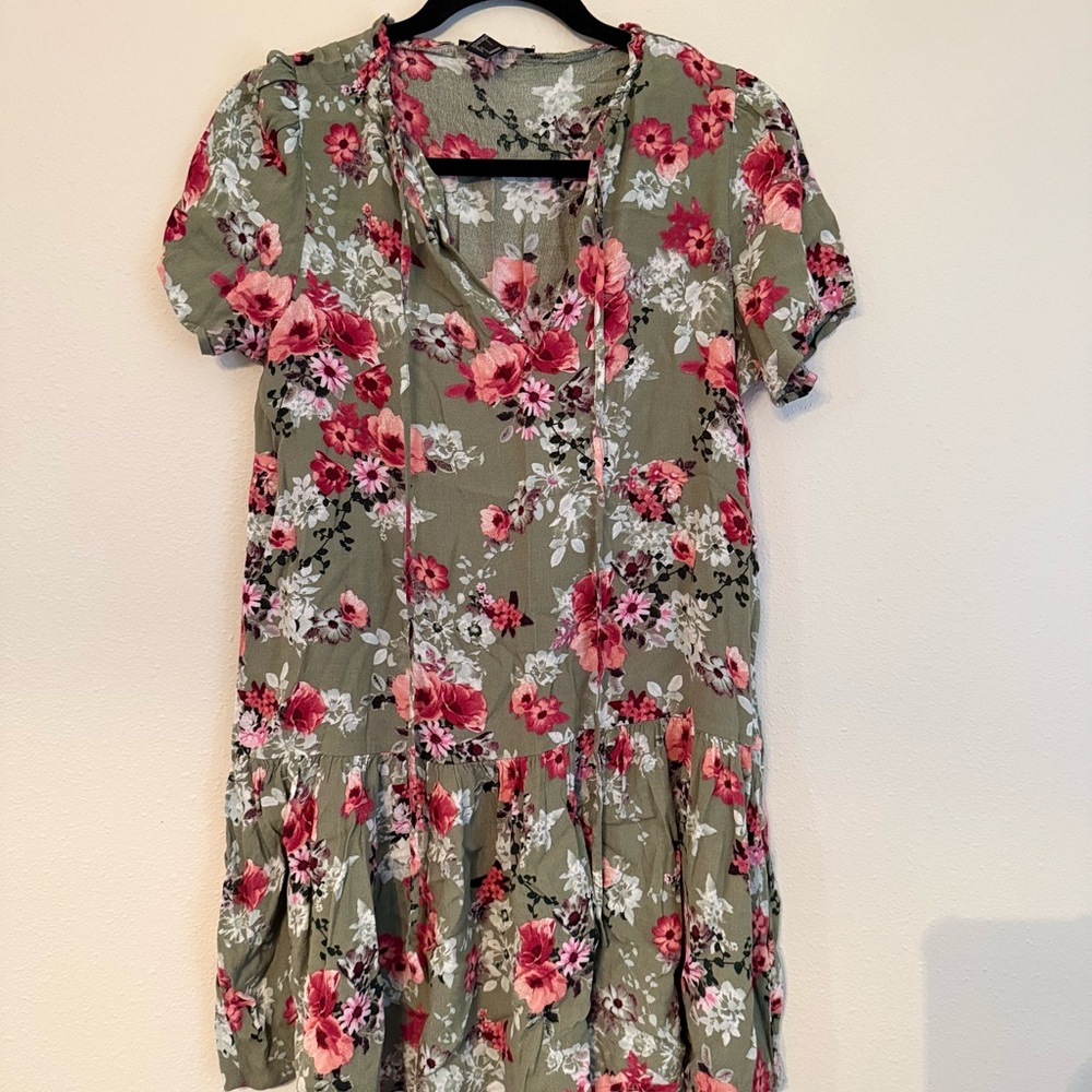 Forever 21 Floral Mini Dress - Green and Pink